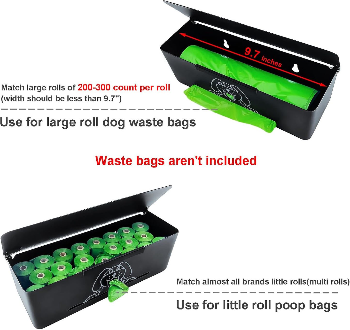 2 Dog Bag Dispensers 1 Lock 8 Small Rolls of Poop Bags