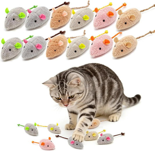 12 Pack Mouse Toys for Cats,Catnip Toy Mouse, Plush Mice Toys for Cats, Cat Nip Mice for Indoor Cat, Kitten Plushie Engaged Entertained Interactive Exercise Kicker Chew Fetch Toy (Value Bulk)