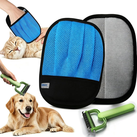 2 Pcs Pet Hair Removal Gloves for Cat Dog Electrostatic Magic Brush & Comb