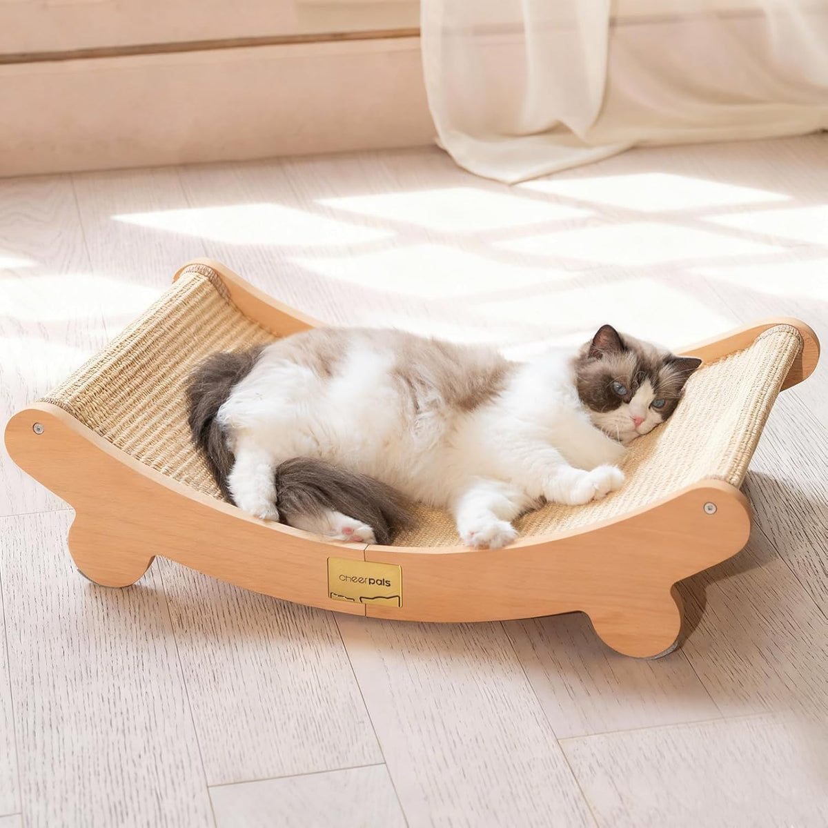 CHEERHOME PETS Sisal Cat Scratcher Bed, Wooden Cat Furniture(Extra Large)
