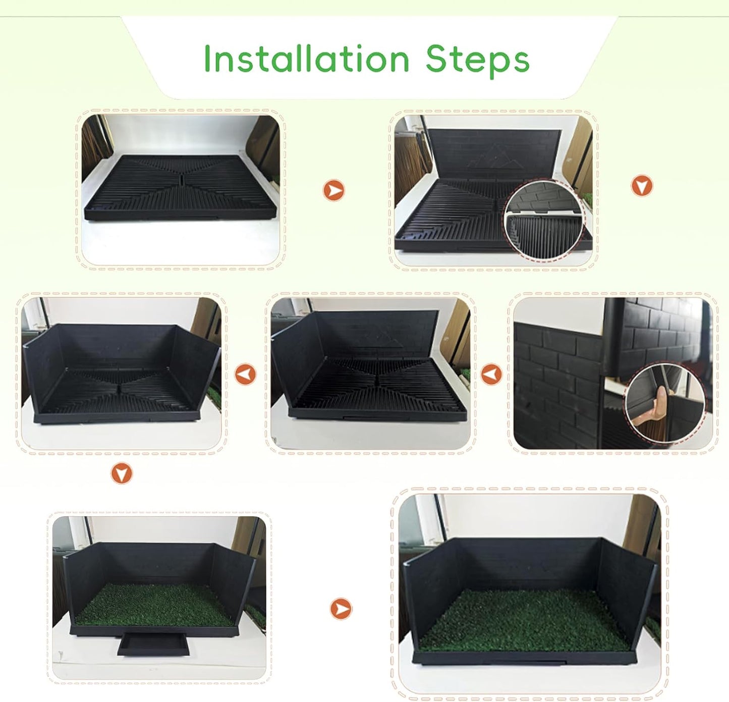 Large Dog Grass Pad with Tray, Reusable Potty Training Pad with Pee Baffle, Indoor & Outdoor 30" 20" Artificial Grass Patch for Small&Medium&Big Dogs