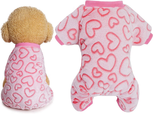 Dxhycc Heart Dog Sweaters Fleece Dog Pajamas Onesie for Small Medium Dogs