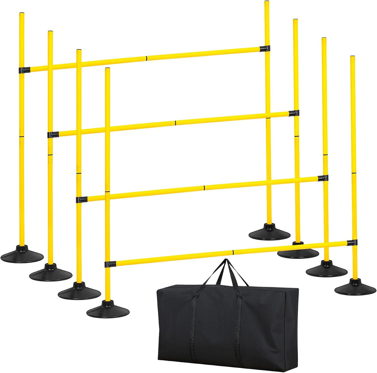 4FT Adjustable 2-In-1 Agility Hurdles & Agility Poles Set, 4 Pack