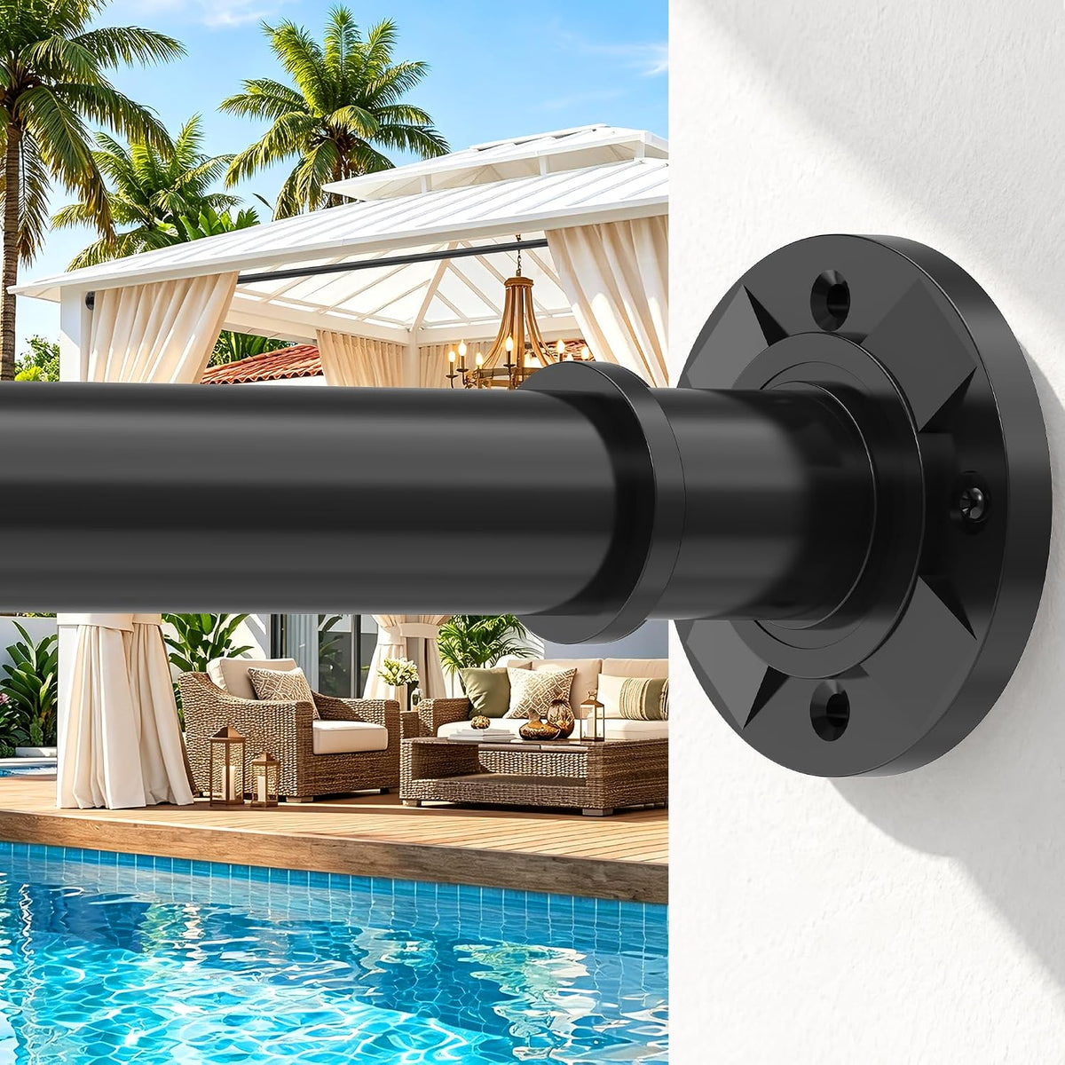 1.1" Heavy Duty Tension Curtain Rod No Drilling Adjustable 31-144 In