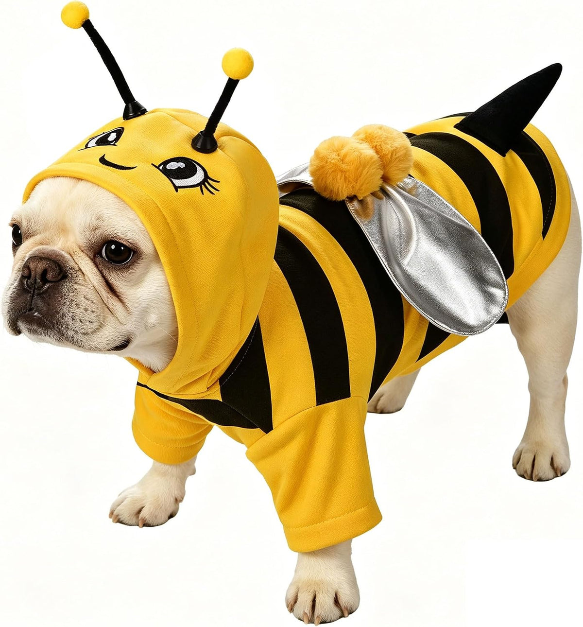 Relibeauty Dog Bee Costume, Cute Cat Bumblebee Outfit with Cap and Wings for Halloween Themed Party, Yellow, XL