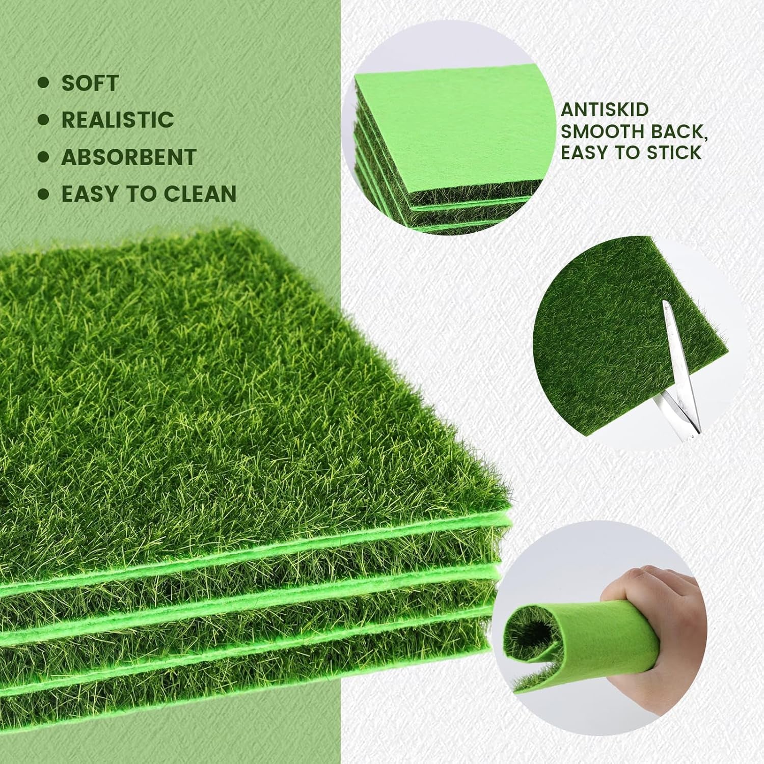 Shindel 4 Packs Fake Grass Decor for Crafts, 6" X 6" Fairy Artificial Moss for Miniature Garden, Dollhouse Accessories Diorama Supplies DIY Decoration