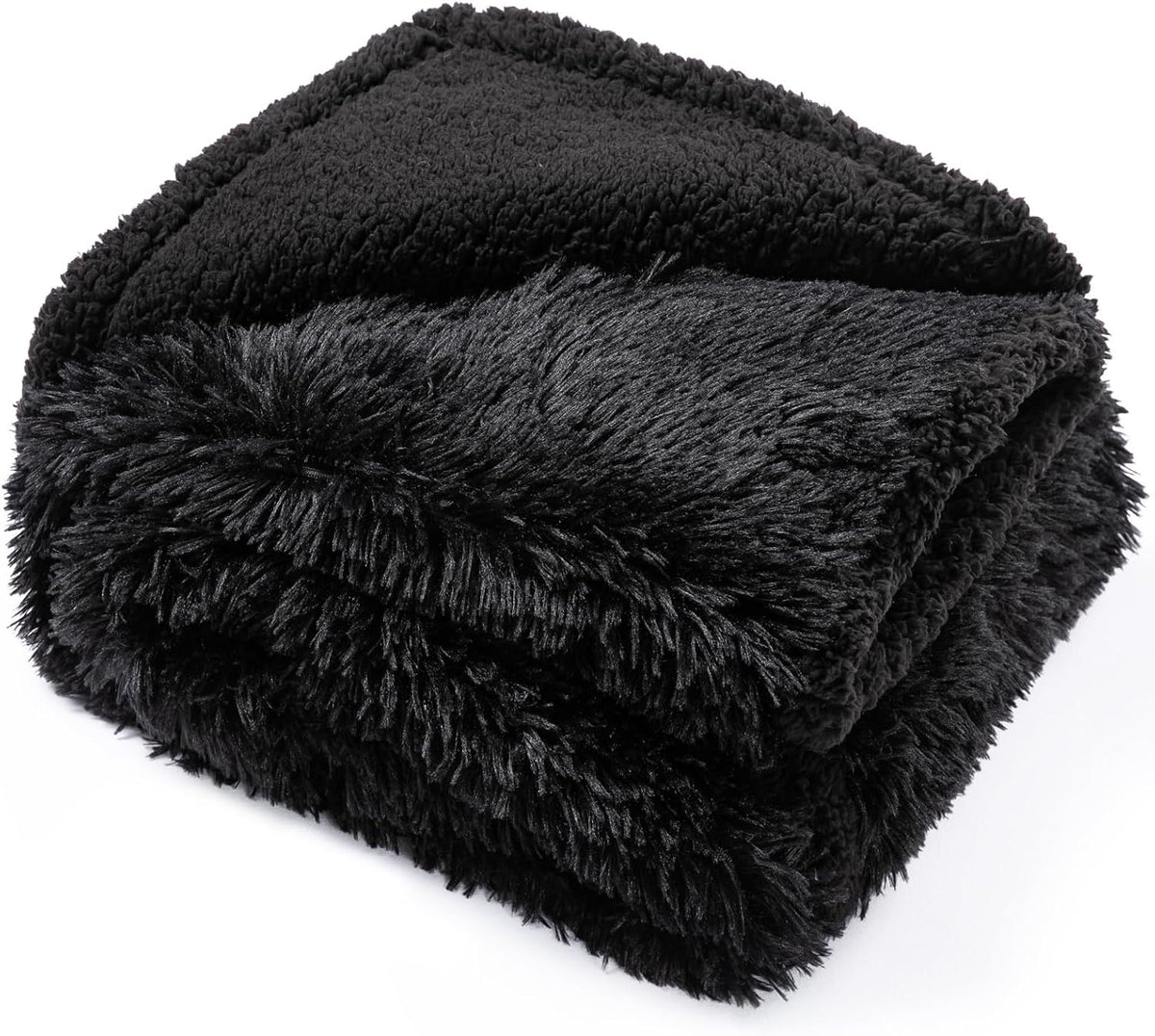 Pet Blankets Waterproof Fluffy Fleece Blanket Cat Dog Blankets Liquid Pee Proof Throw Blanket Reversible Furniture Protector Cover Washable for Couches Beds Sofa 65"X57" Black