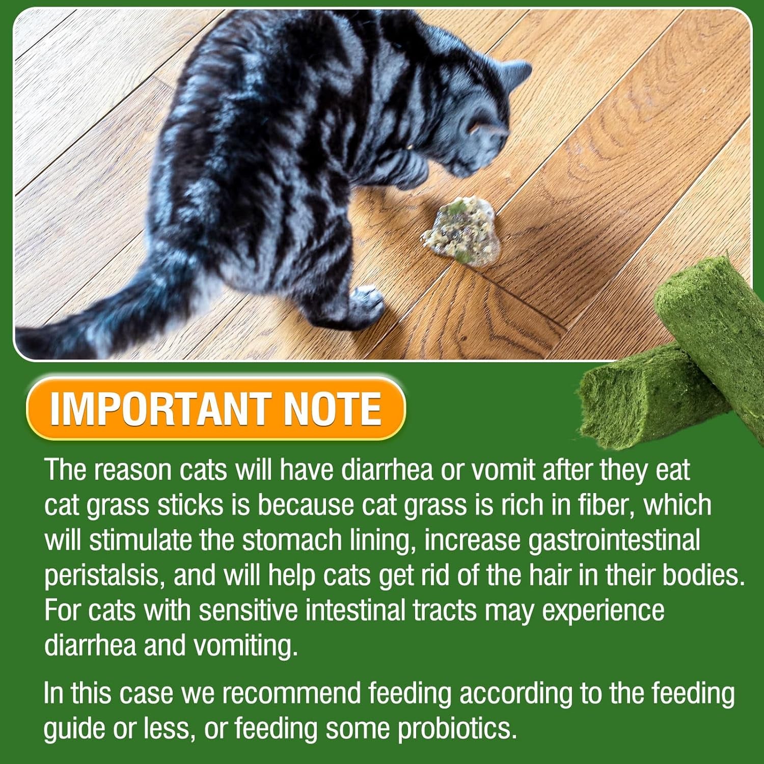 30G Cat Grass Sticks, Delicious Cat Grass Teething Stick Edible Cats Chew Toy Cat Treats Snack for Teeth Cleaning and Hairball Removal