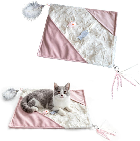 Cat Crinkle Play Mat with Catnip Interactive Cats Activity Mat for Indoor
