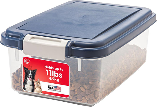 IRIS USA Dog Food Storage Container, up to 11 Lbs, Navy, Made in USA