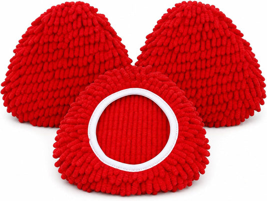 3 Pack Spin Mop Replacement Heads Compatible with O-Cedar Easywring, Chenille Microfiber Mop Refills, Washable & Reusable Mop Head for Hardwood, Tile, Laminate and Marble Floors, Red