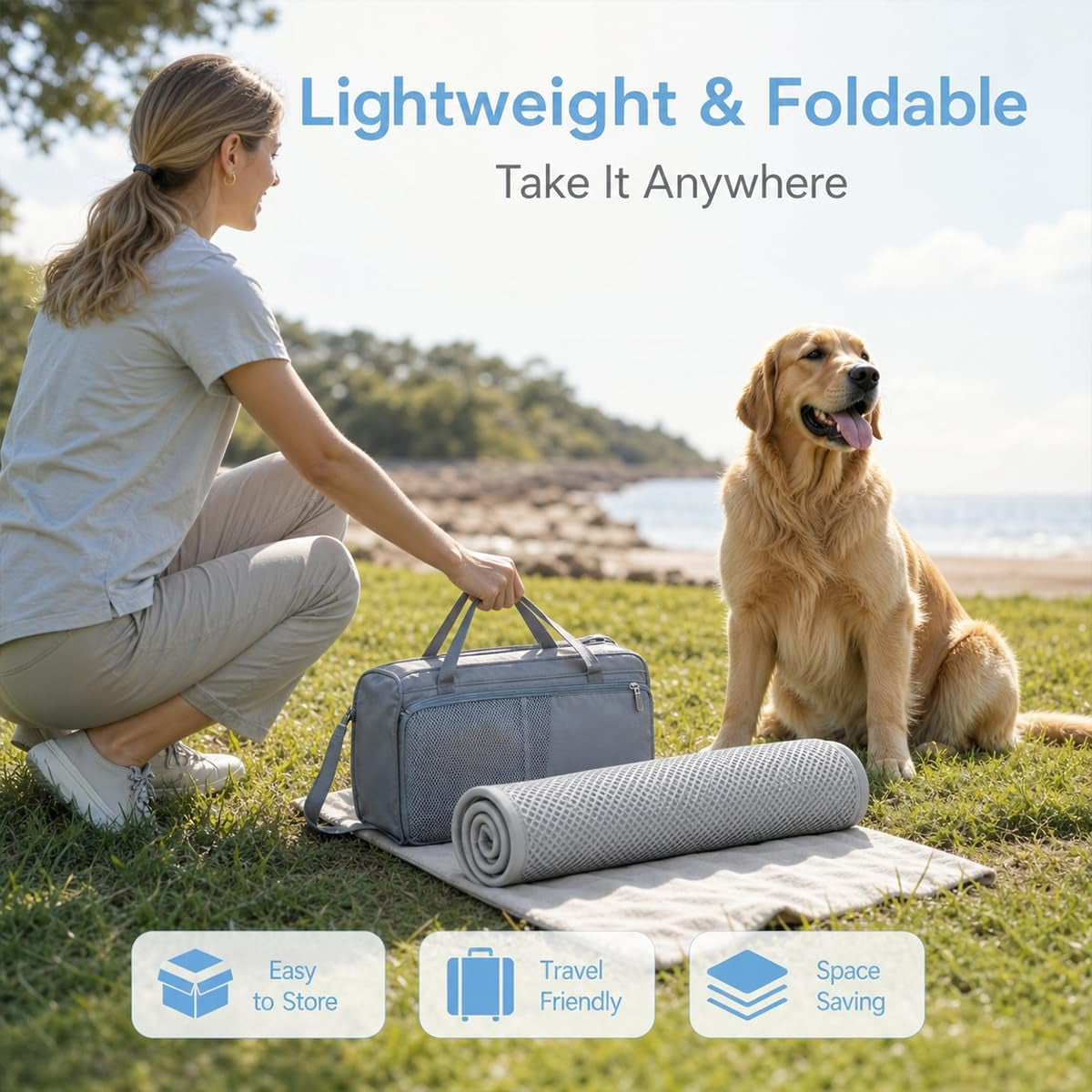 Pawlab Cooling Mat for Dogs, Reusable Pet Cooling Pad, Gray,X-Large
