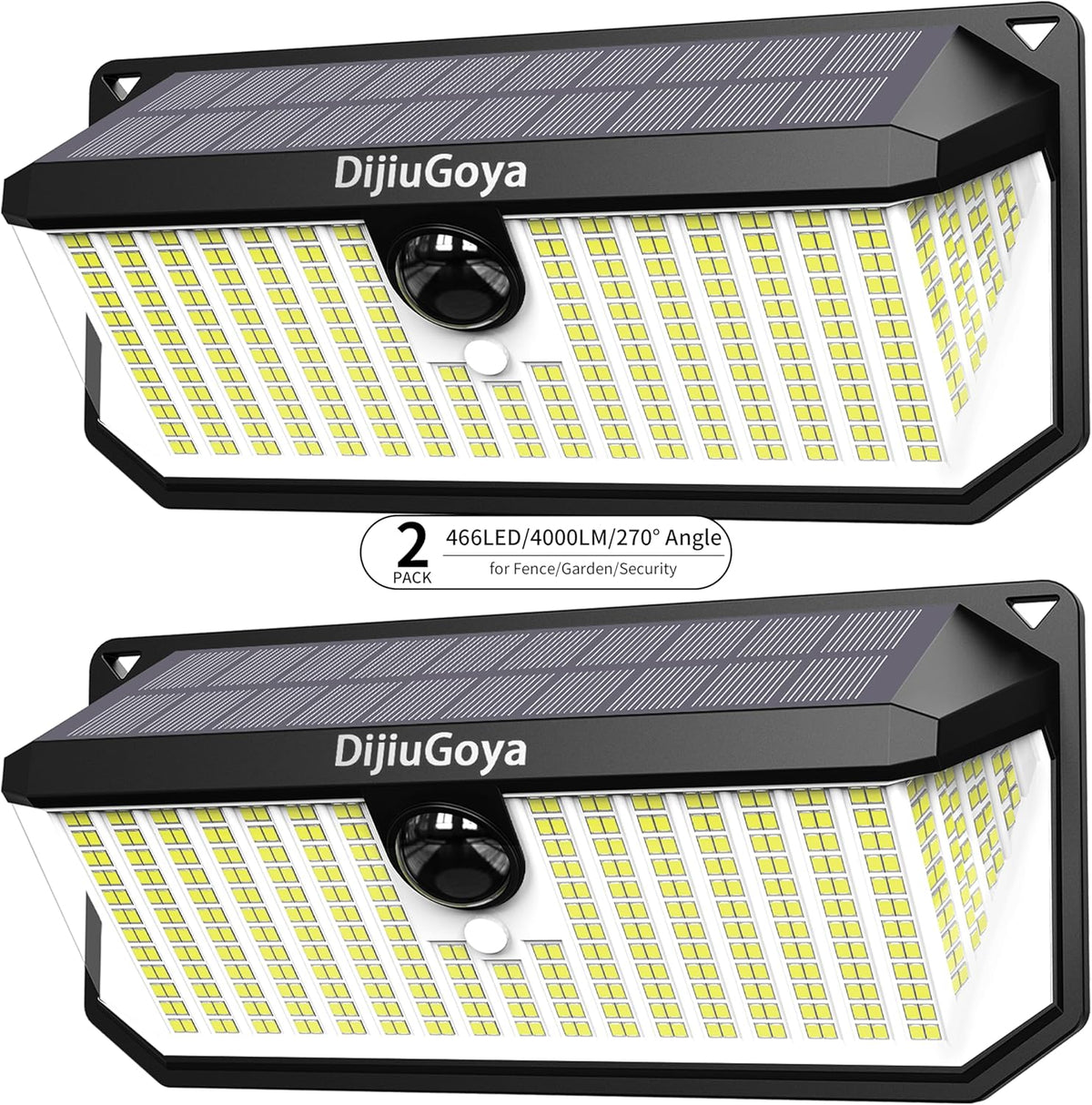 466 Leds Solar Lights Outdoor with Motion Sensor, 2-Pack
