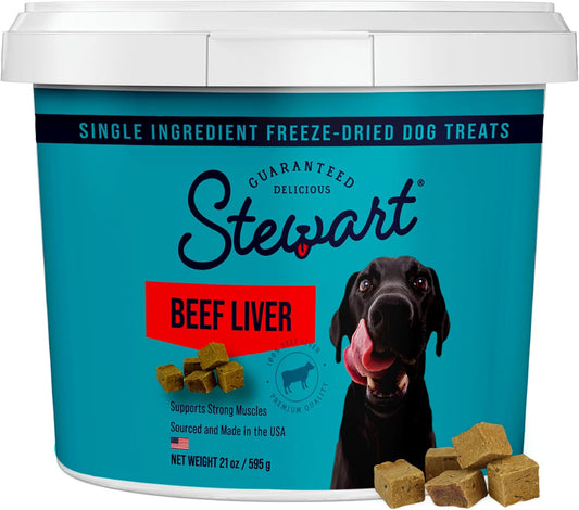Stewart Freeze Dried Dog Treats, 100% Beef Liver, 21 Oz Tub