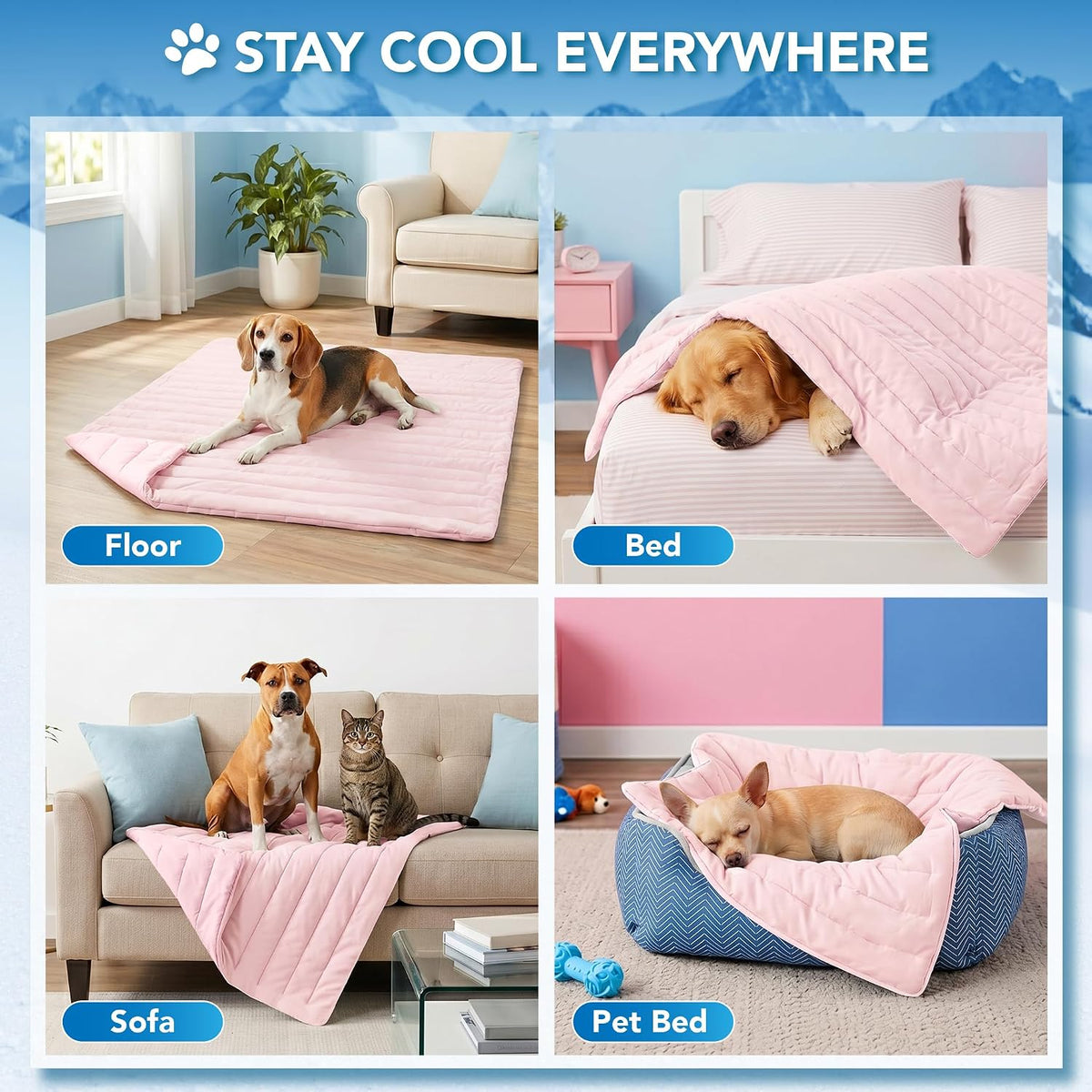 Petami Dog Cooling Mat Blanket Pet Pad for Small Medium Cat, Small, 24X32