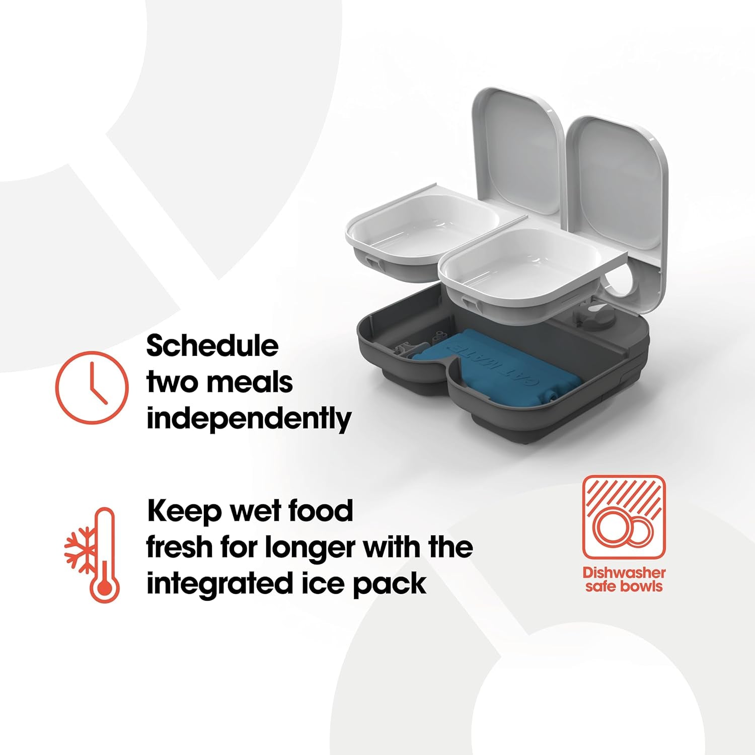 Cat Mate Automatic Feeder with Ice Pack for Wet Food - 2 Meal Timed Pet Feeder, No Wifi or App, Portion Control for Cats and Small Dogs, 14 Oz Capacity, Battery Operated