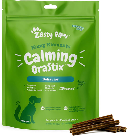 Zesty Paws Orastix Dog Calming Dental Sticks - Peppermint, 25 Oz