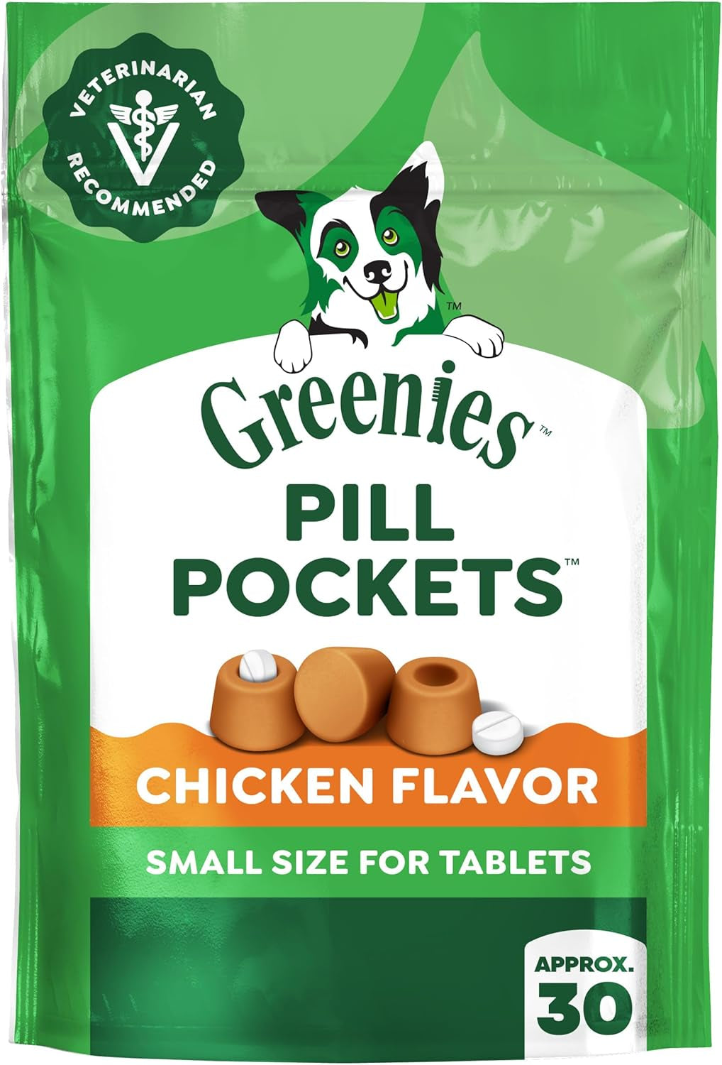Greenies Pill Pockets for Dogs Small Size, Tablet Pill Treats for Dogs, Chicken Flavor, 3.2 Oz. Pouch
