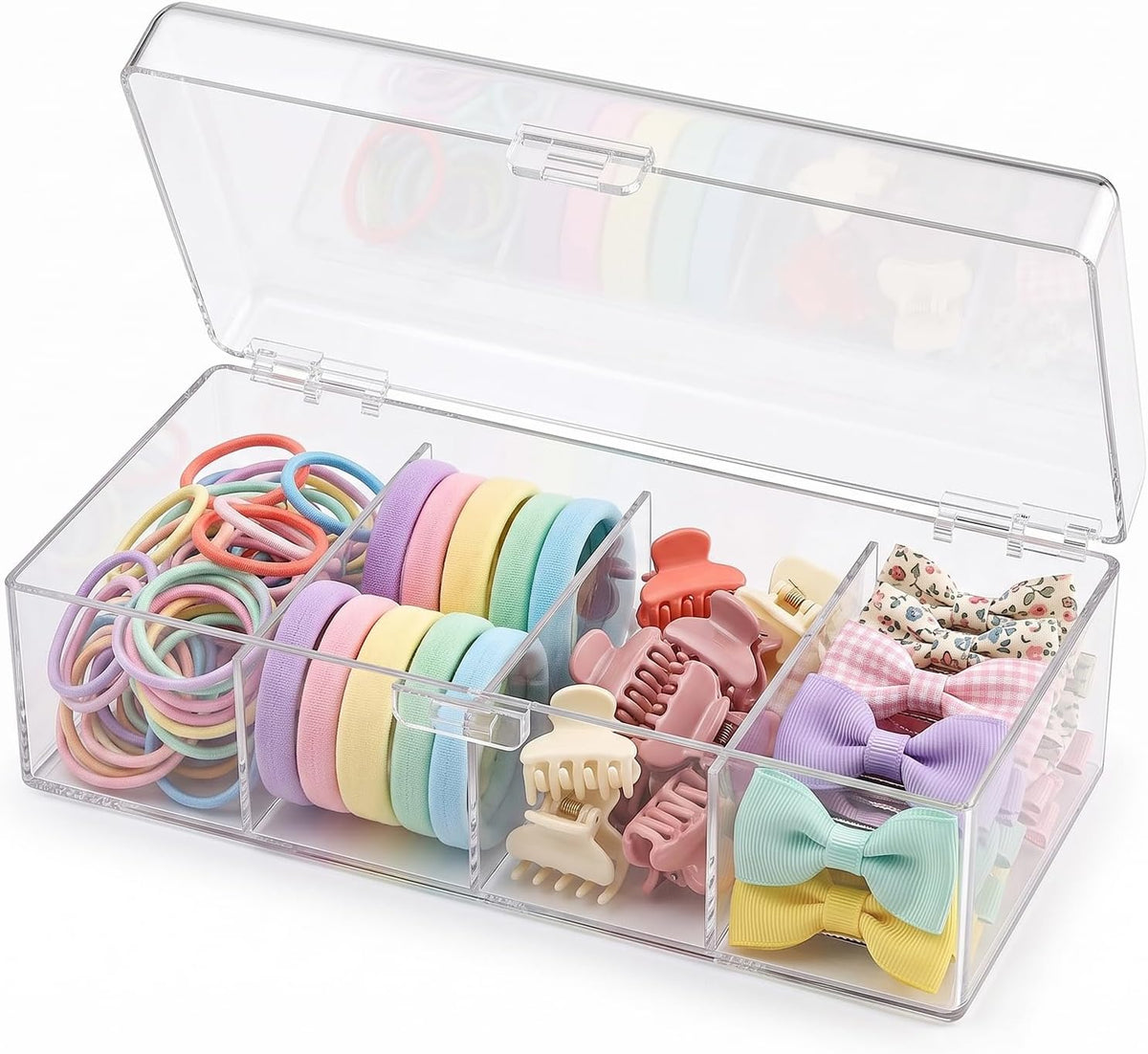 Jesslab Hair Accessories Organizer for Girls Bows, Hair Clip, 4 Compartment
