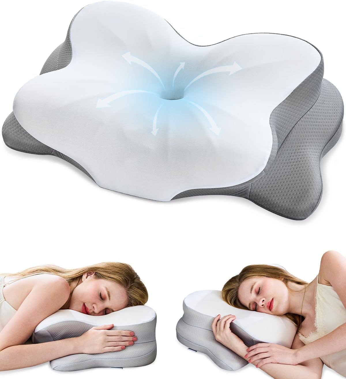 Cervical Neck Pillow, Memory Foam Neck Support, Dual Height,Odorless