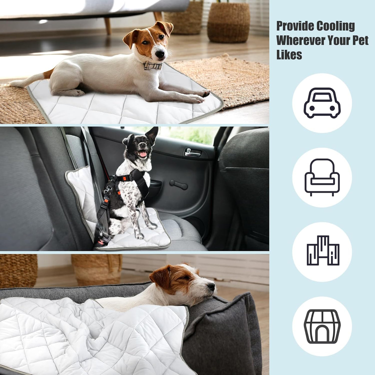 Leekalos Dog Cooling Mat,Pet Cooling Pads for Dogs Blanket,Summer Cooling Bed for Cats Blanket,Portable Pet Cooling Cushion for Home & Outdoor，Keep Cooling for Pets (Cool Grey, Medium(29"X40"))