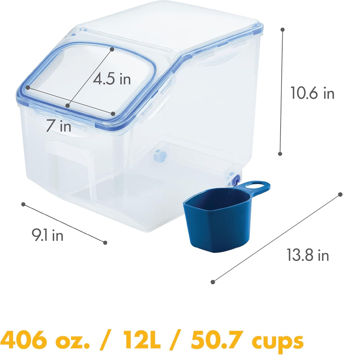 Locknlock Bulk Storage Bin with Wheels, 12.0 Qt (11.5 L)