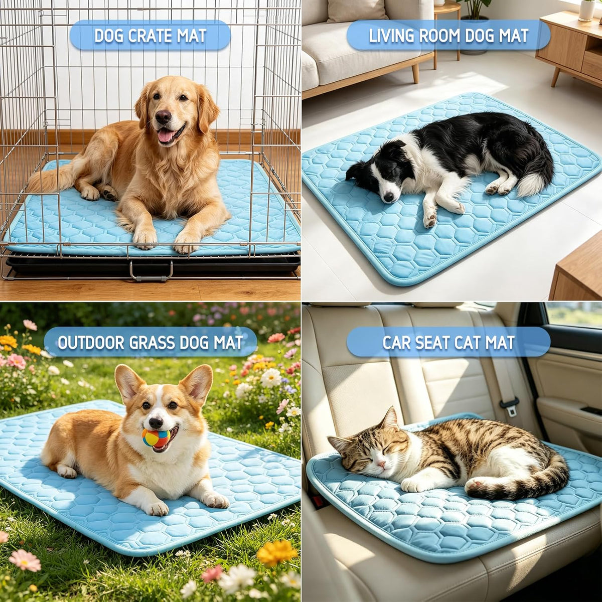 Arc-Chill Dog Cooling Mat, Non-Slip Washable Portable Cool Pad