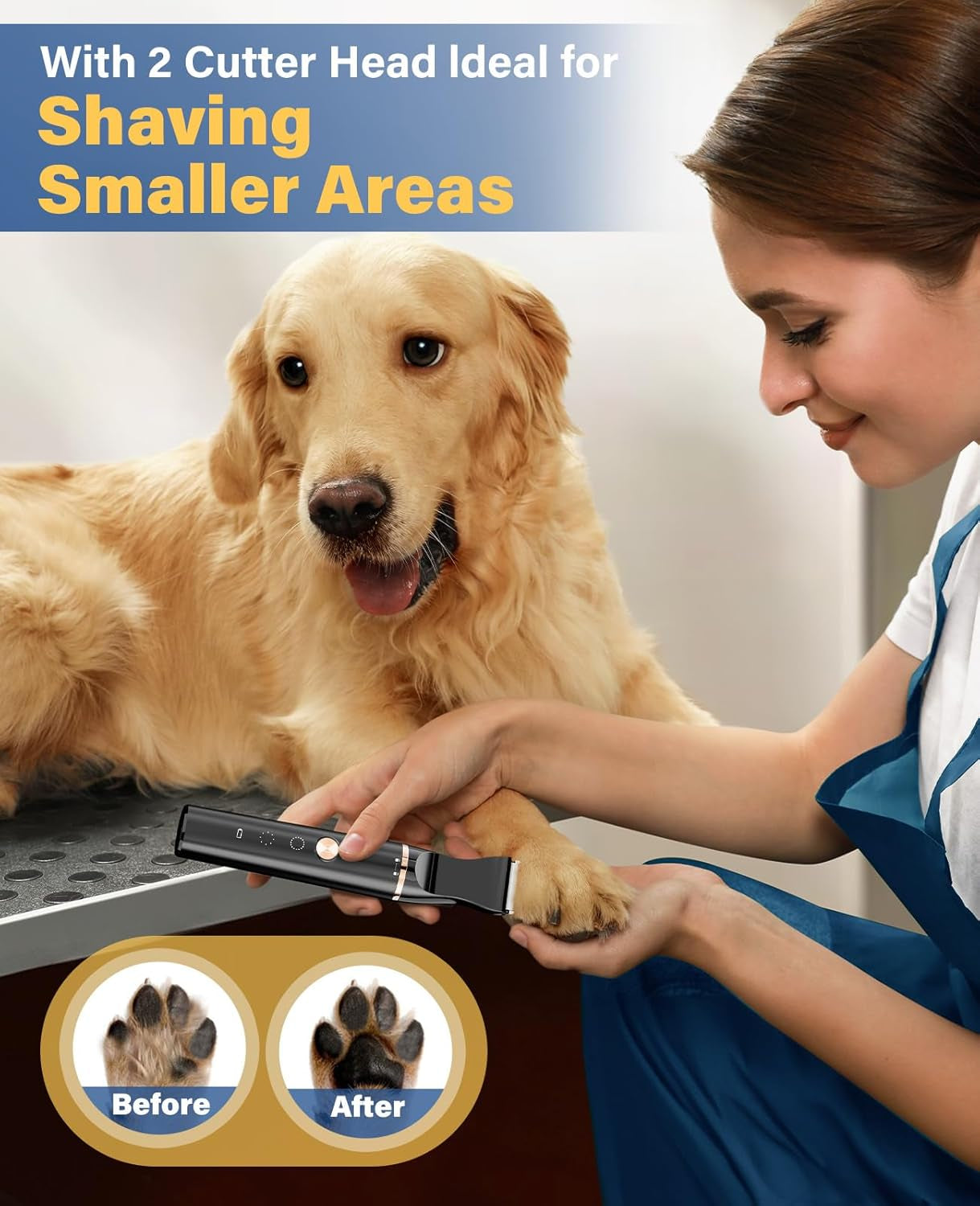 Oneisall Dog Grooming Kit for Heavy Thick Hair&Coats/Low Noise Rechargeable Cordless Waterproof Dog Clippers for Grooming Animals&Pets/Pet Shaver with Stainless Steel Blade and Paw Trimmer