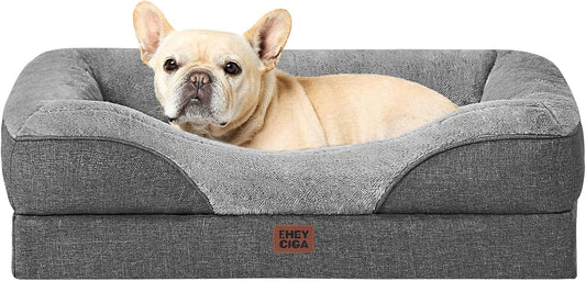 EHEYCIGA Orthopedic Dog Bed for Medium Dog, Memory Foam Dog Couch, Grey
