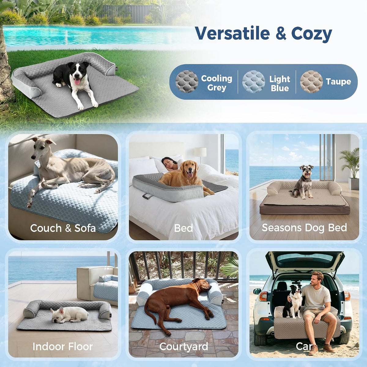 Xlarge Dog Cooling Bed for Sofa, 45X37 Inch Pets Couch Cover Mat
