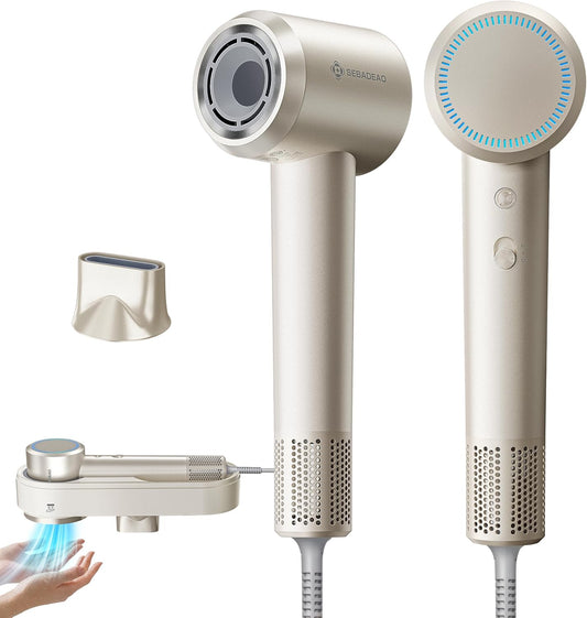 Hair Dryer with Wall Mount, 110,000 RPM Brushless Motor Plasma Ionic Blow Dryer, Fast-Drying Professional Low-Noise Portable for Travel, Secadora De Pelo Para Mujer