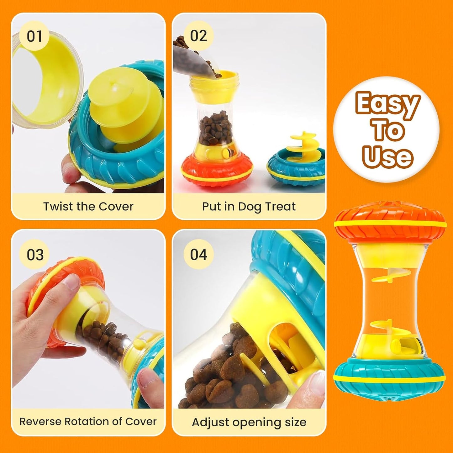 Boyoyo Interactive Dog Toys, Dog Puzzle Toys for Smart, Dog Enrichment Toy to Keep Them Busy, Treat Dispensing Toy Slow Puzzles Feeder, Yellow