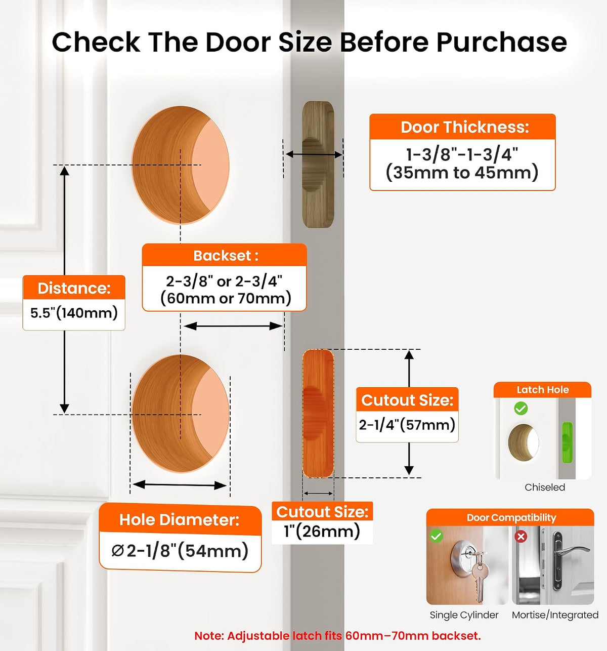 Veise Keyed Alike Exterior Door Handle Lock Set with Deadbolt, Matte Black