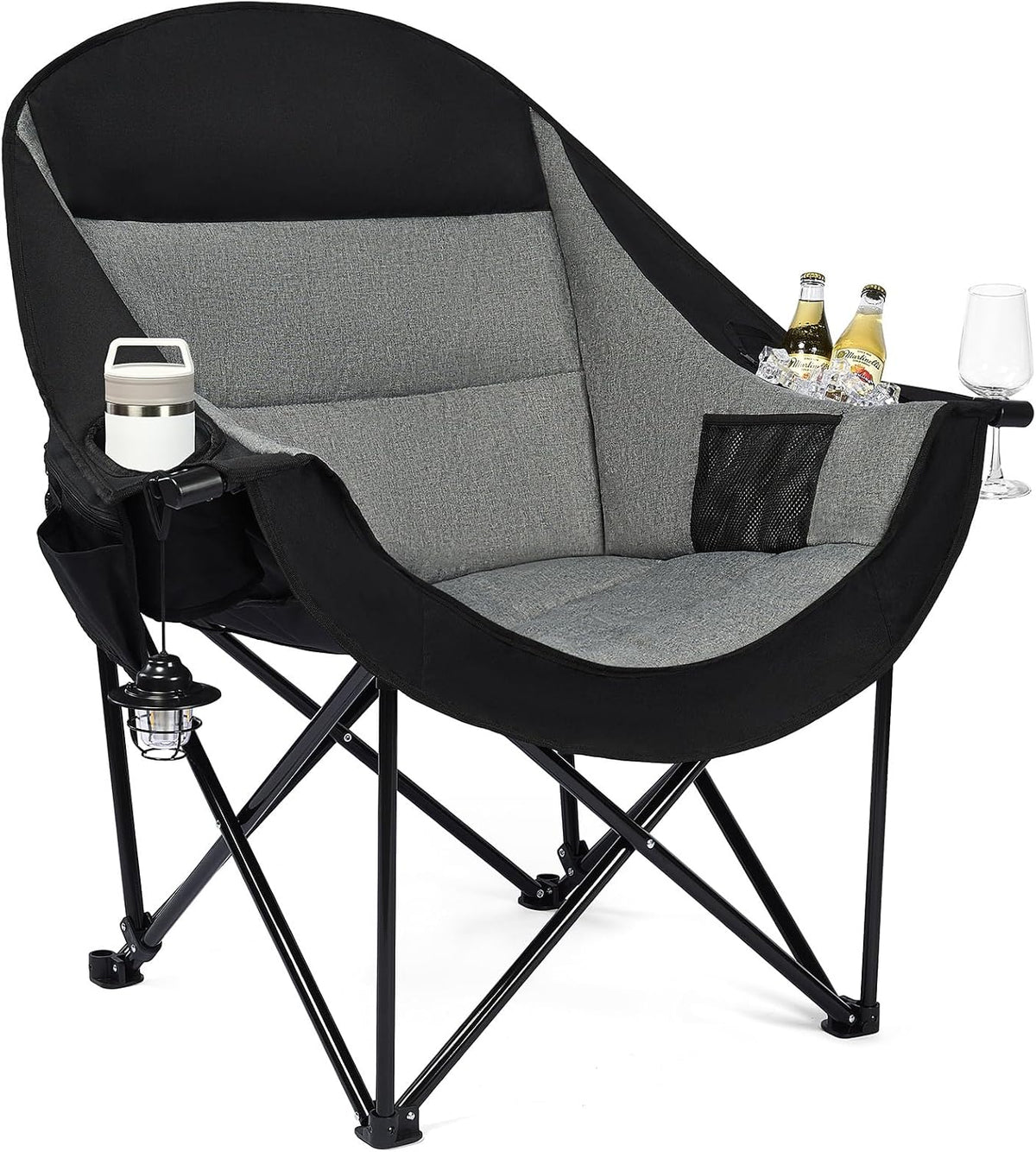 Oversized Camping Chair - Heavy Duty Padded Lawn Chair for Adults