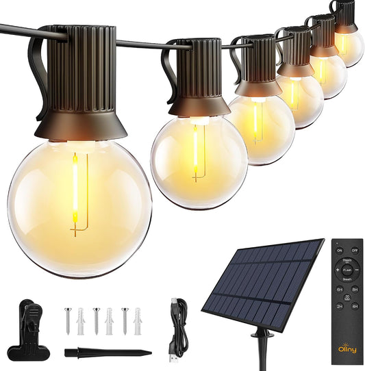 Ollny 35FT 16 Bulbs Solar String Lights Outdoor Waterproof with Remote