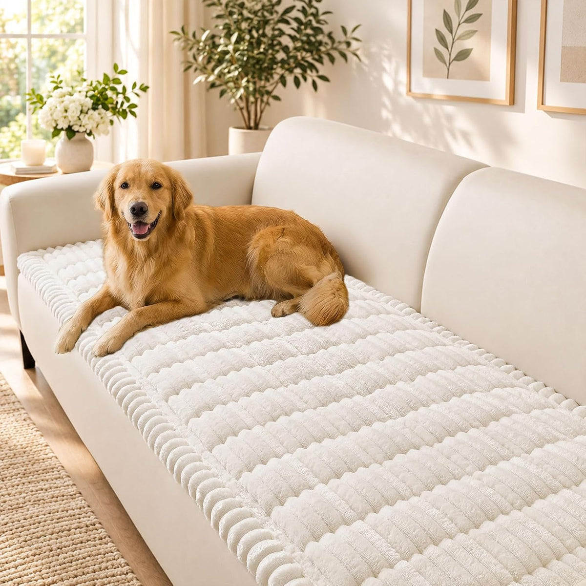 Hyha Couch Cover for Dogs, Washable Non Slip Plush Flannel Sofa Protector