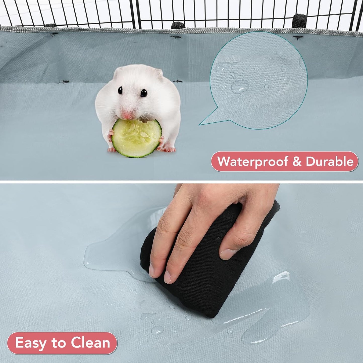 VISCOO 12 Panels Small Animal Playpen, 48" X 24" X 16" Pet Playpen with Waterproof Mat, C&C Cage for Guinea Pigs, Puppy Play Pen, Bunny Playpen, Indoor Outdoor Portable Metal Wire Yard Fence