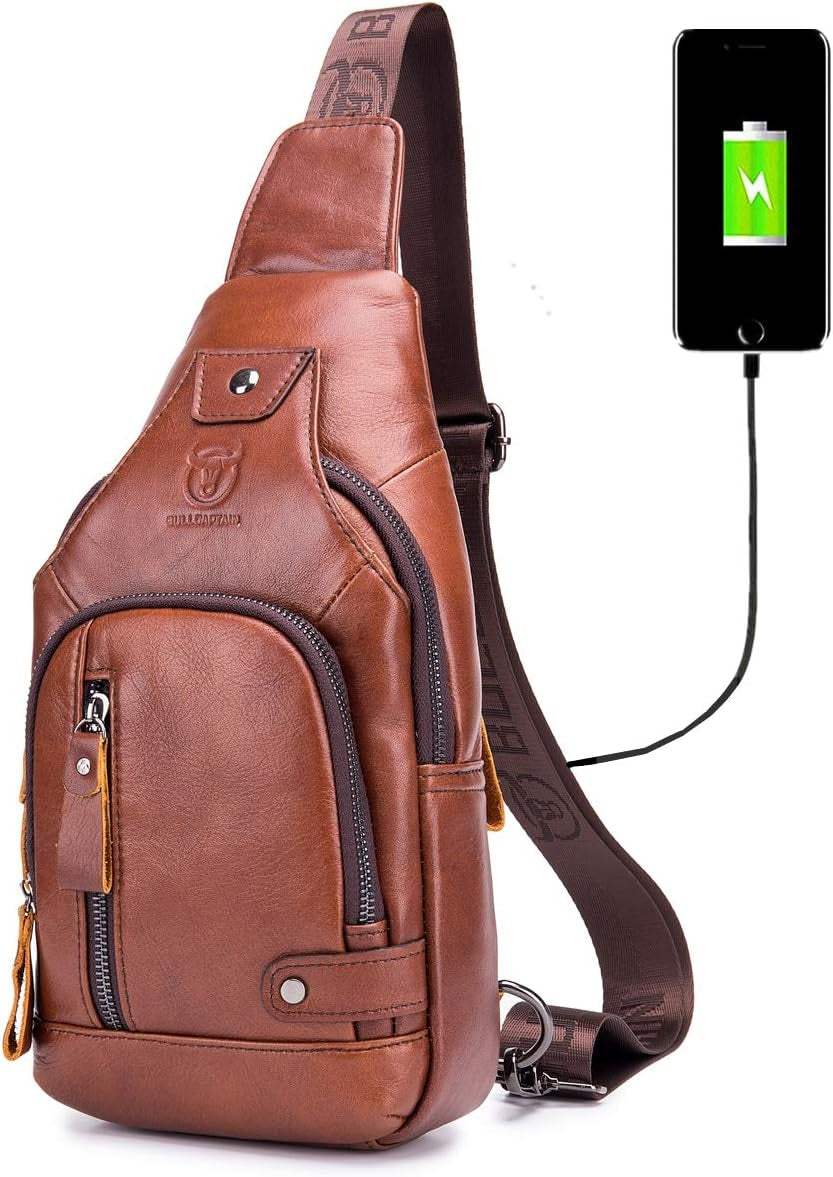 BULLCAPTAIN Genuine Leather Sling Bag for Men XB-129