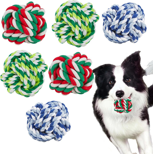 Dezzer 6 Pack Dog Chew Toys for Aggressive Chewers Large Breed, XL Cotton Dog Rope Balls, Indestructible Dog Toys with Tough Twisted for Large Medium Dogs, Dental Teething Ball for Puppy Small Dogs