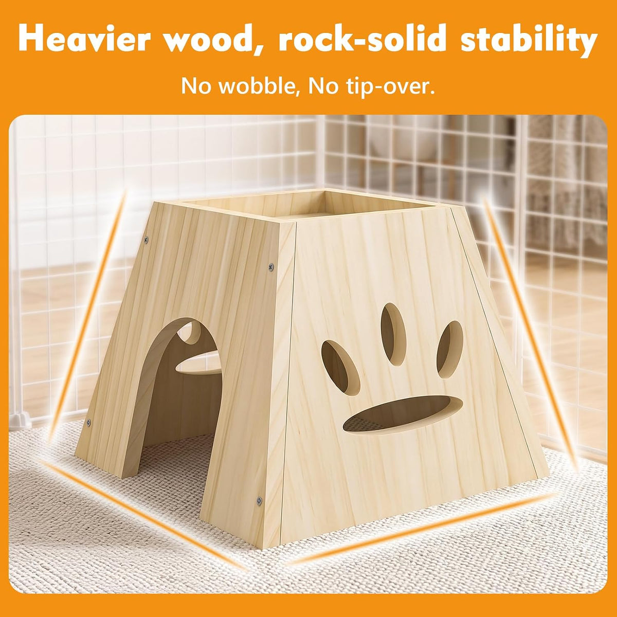 Xiaz Guinea Pig Hideout,Cute Guinea Pig House,Sturdy Small Animal House with Large Front Cave, Side Ventilation Holes, Thick Durable Wood,Habitat Hideout for Dwarf Rabbit, Hamster, Chinchilla