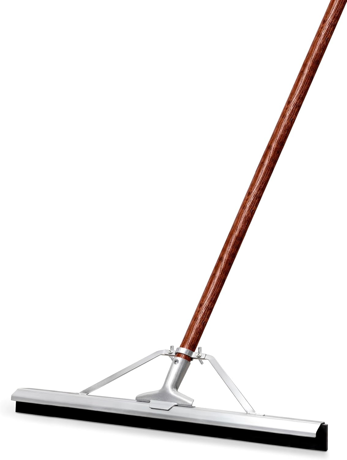 DSV Garage Floor Squeegee, 24'' Straight Rubber Blade with Metal Frame, 57'' Tapered Wood Handle, Heavy Duty Asphalt Squeegee for Floor, Garage, Concrete, Asphalt and Tile