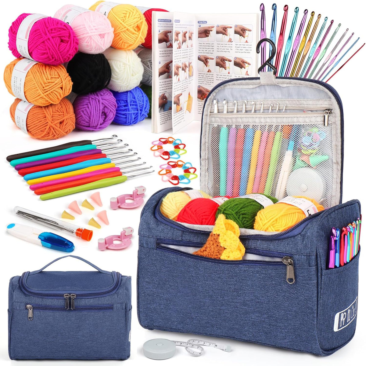 Aeelike Crochet Kits for Beginners Adults Kids, Complete Crochet Set, Navy