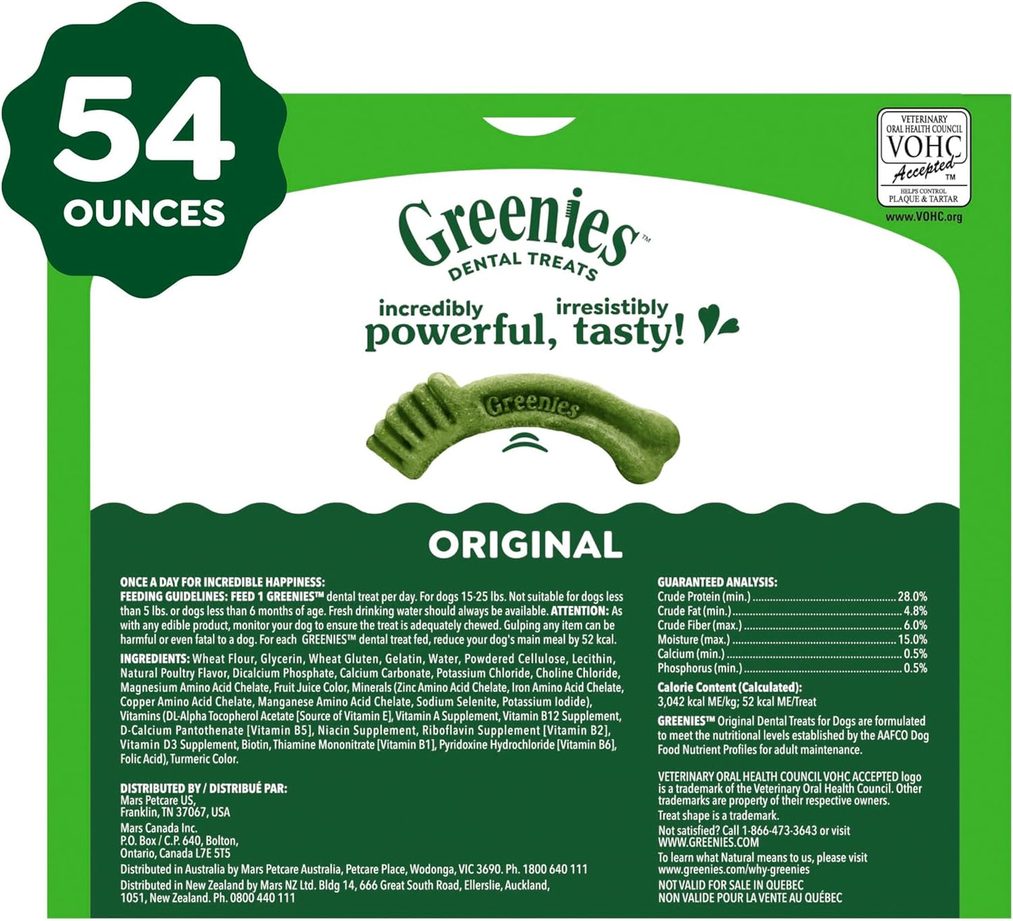 Greenies Veterinarian-Recommended Adult Natural Dental Dog Treats Petite Size, Dog Dental Chews, Original Flavor, 54 Oz. Pack, 90 Count