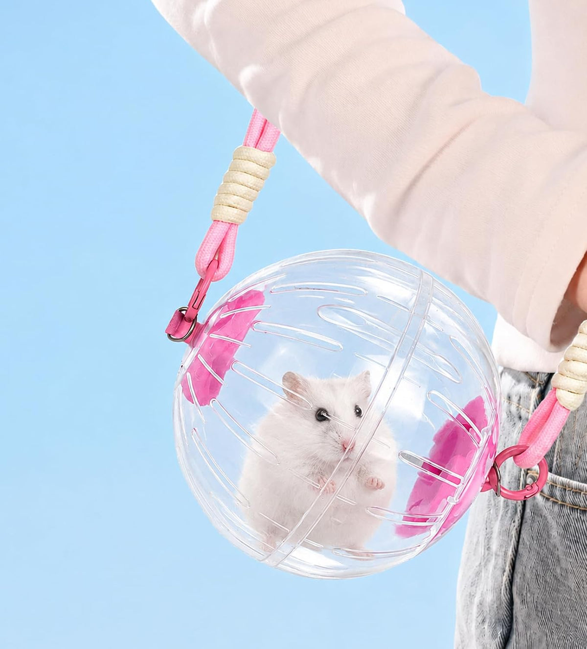 Hamster Ball with Detachable Strap, Portable Small Animal Travel Ball