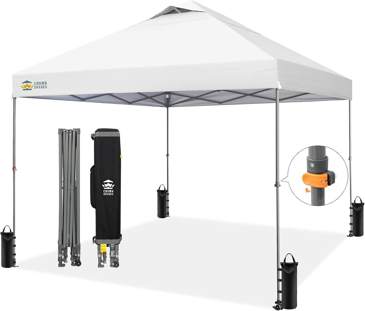 CROWN SHADES 10X10 Pop up Canopy Tent, White