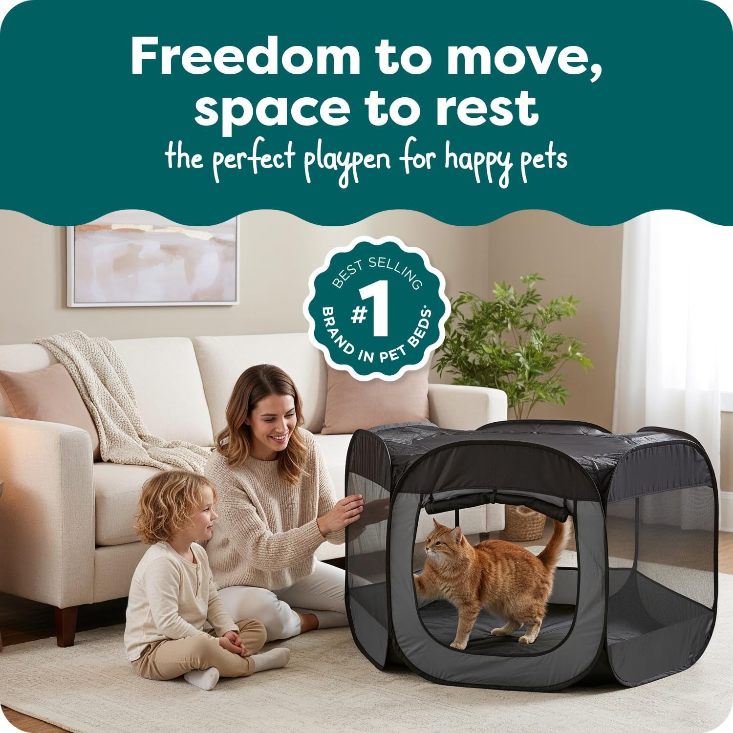 Furhaven Portable Pet Playpen for Dogs & Cats, Extra Large Indoor Kitten Playpen with Mesh Sides, Foldable Dog Playpen for Small Dogs, Pop up Travel Dog Pen, X-Large, Pet Crate with Mesh Sides, Gray