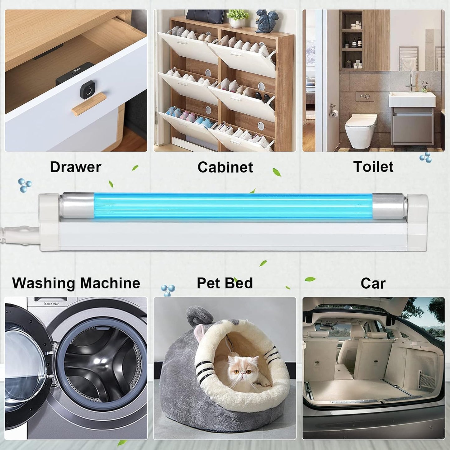 Coospider 6W UV Light with Ozone,185Nm Sanitizer Lamp with 3 Time Gear, UVC Lamp for Shoes/Closet/Cabinet/Bathroom 110V CTUV-6– Perfect Father'S Day Gifts