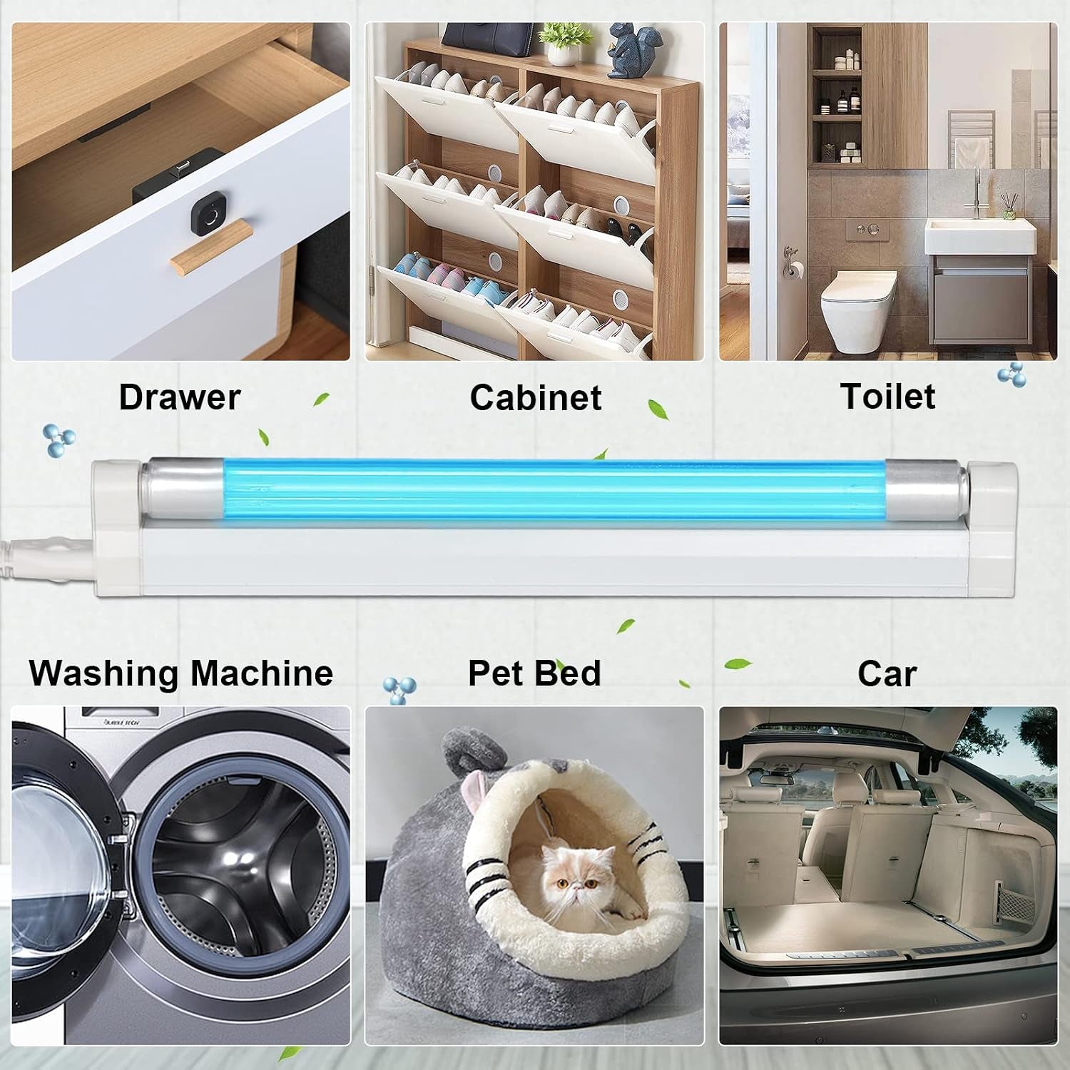 Coospider 6W UV Light with Ozone,185Nm Sanitizer Lamp with 3 Time Gear, UVC Lamp for Shoes/Closet/Cabinet/Bathroom 110V CTUV-6– Perfect Father'S Day Gifts