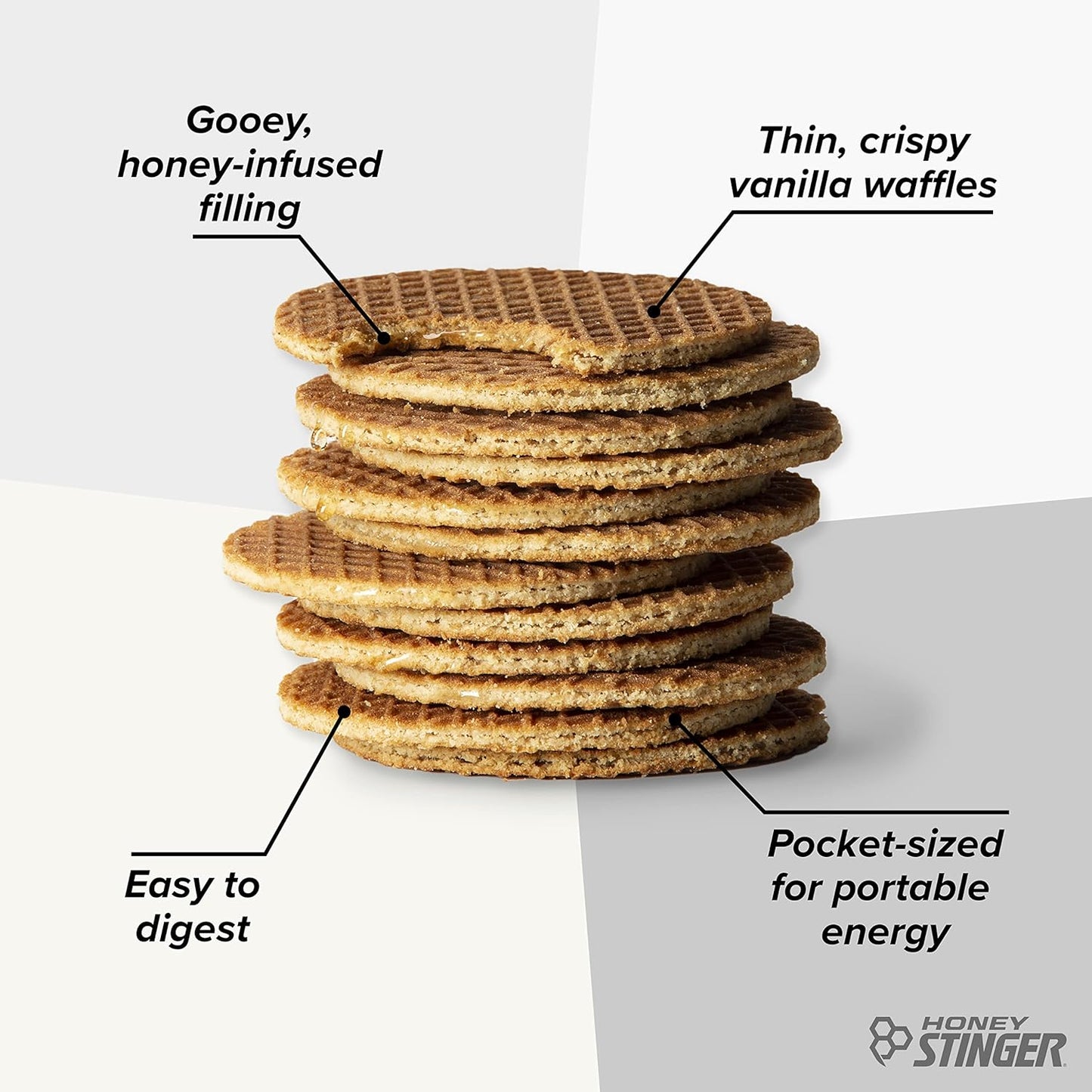 Honey Stinger Organic Vanilla Waffle, Energy Stroopwafel for Exercise, Endurance and Performance, Sports Nutrition for Home & Gym, Pre and Post Workout, 16.96 Ounces (Pack of 16)