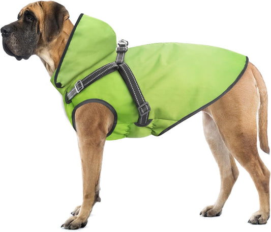 Dog Raincoat Waterproof Dog Hoodie Reflective Dog Raincoat Hooded Adjustable Rain Jacket for Small Medium Large Dogs Puppies (Green, XXL)